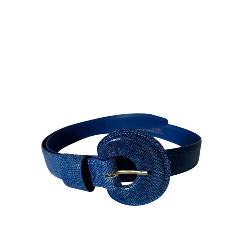 Vintage 80’s The Ritz Genuine Snake Skin Belt Cobalt Blue Size M/L